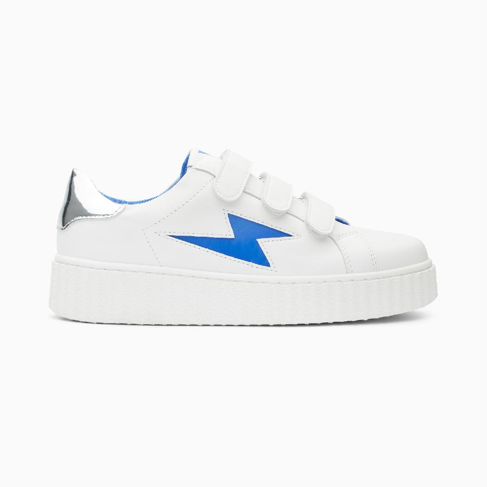 vanessa wu Baskets éclair Virginie blanc et bleu électrique à scratchs