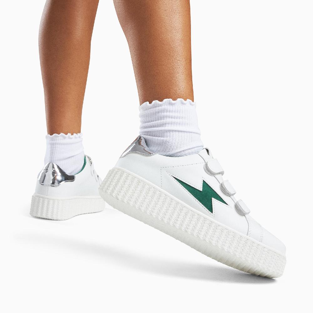 Vanessa Wu Baskets éclair Virginie Blanc Et Vert à Scratchs