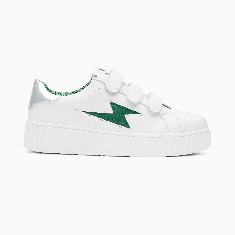 vanessa wu Baskets éclair Virginie blanc et vert à scratchs