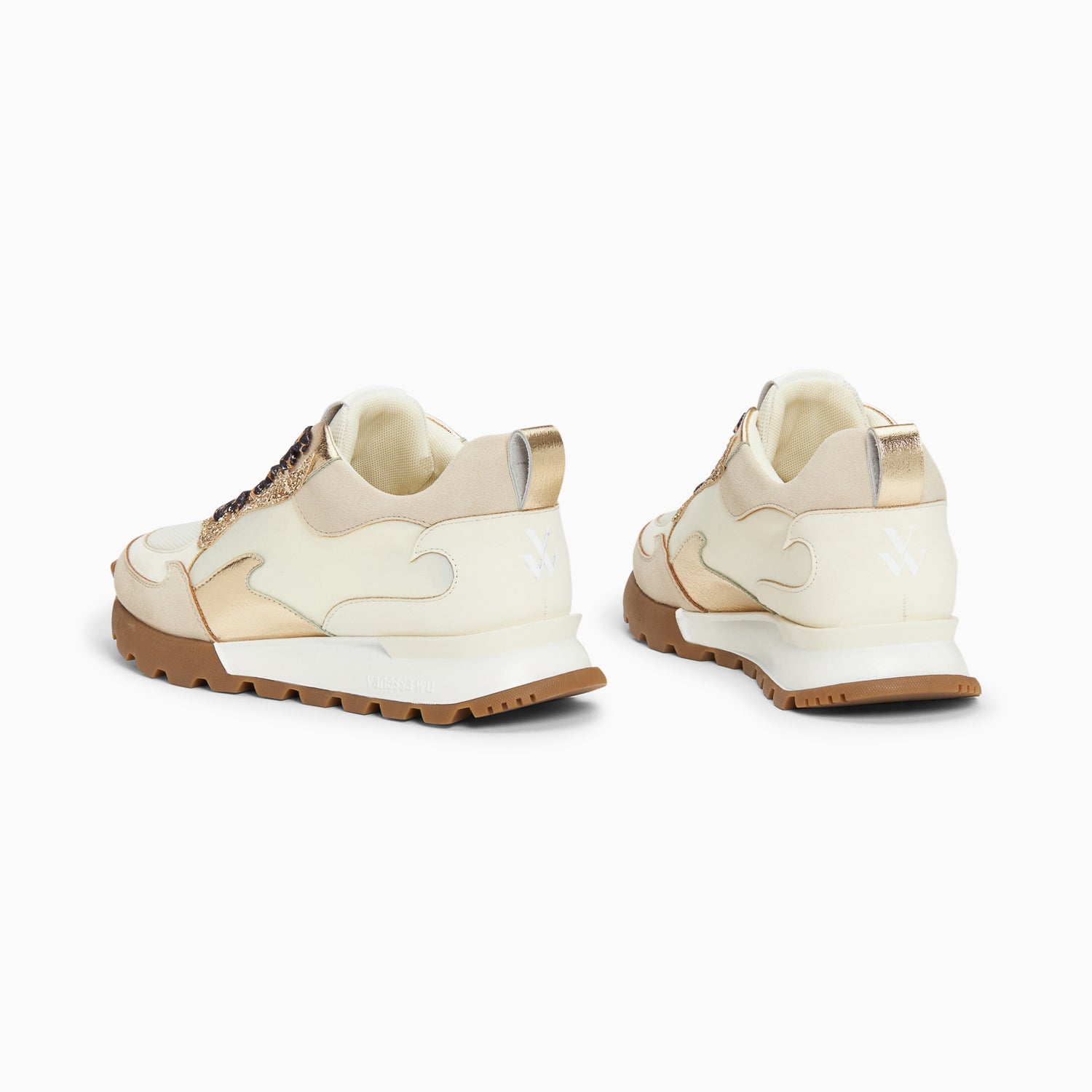 Vanessa Wu Baskets Flamme Louisa Ivoire Et Or à Semelle Running