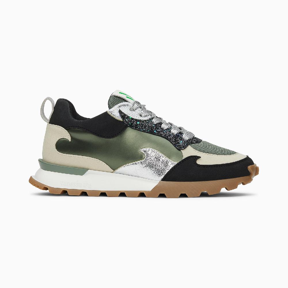 vanessa wu Baskets flamme Louisa kaki et argent à semelle running