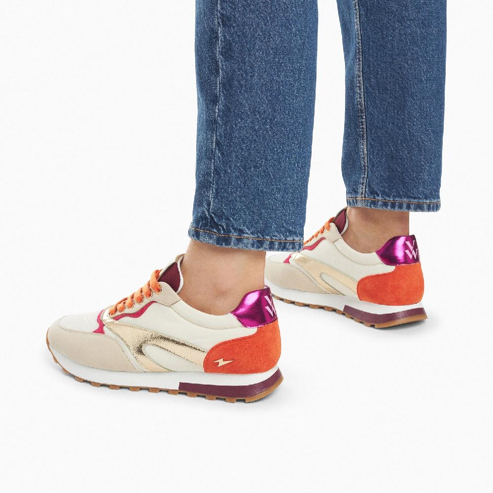 Vanessa Wu Baskets Jade Or Et Orange à Semelle Running