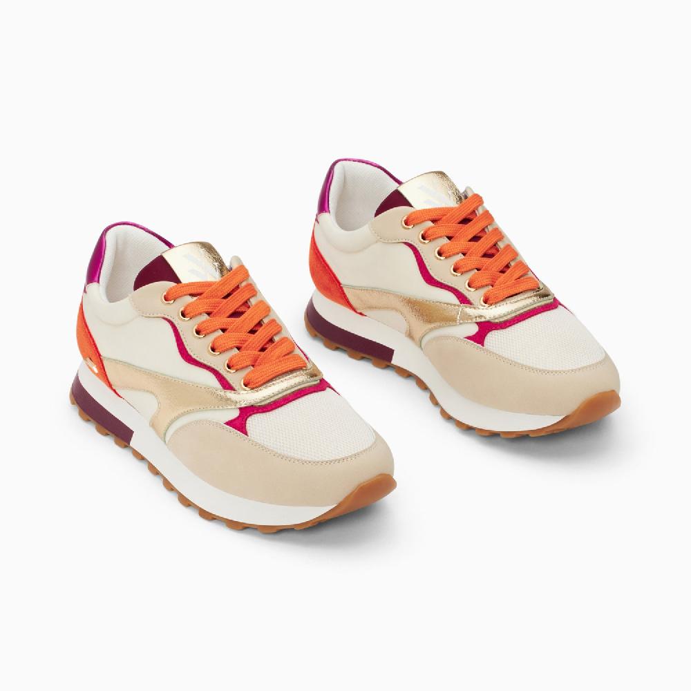 Vanessa Wu Baskets Jade Or Et Orange à Semelle Running