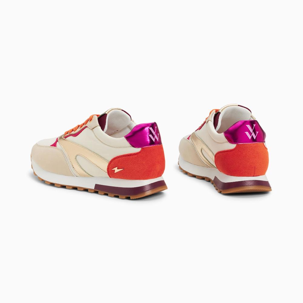 Vanessa Wu Baskets Jade Or Et Orange à Semelle Running