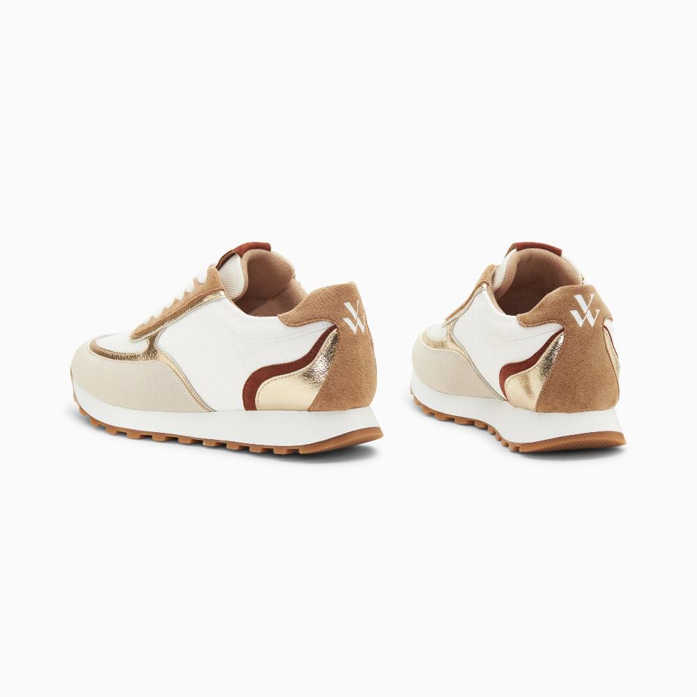 Vanessa Wu Baskets Lucie Beige Et Or à Semelle Running