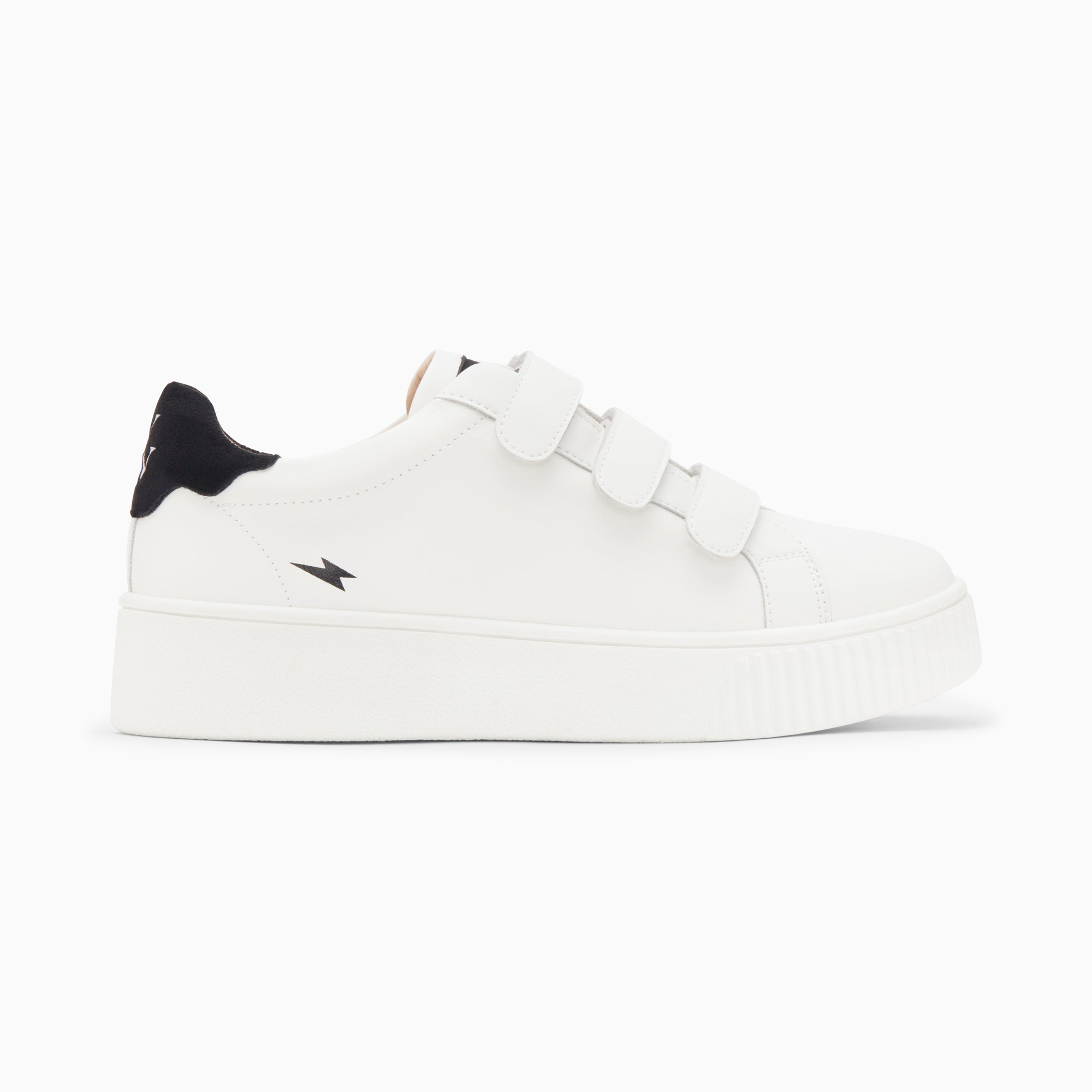 vanessa wu Baskets mini éclair Solange blanc et noir à scratchs