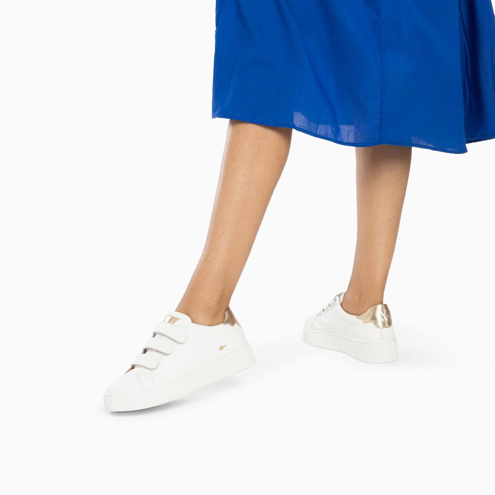 Vanessa Wu Baskets Mini éclair Solange Blanc Et Or à Scratchs