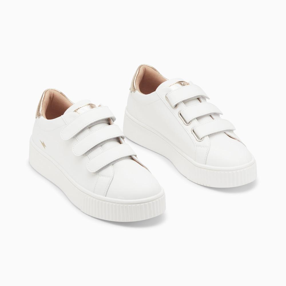 Vanessa Wu Baskets Mini éclair Solange Blanc Et Or à Scratchs