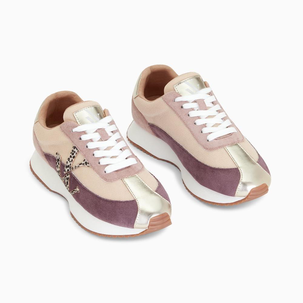 Vanessa Wu Baskets Monogramme Adelie Violet Et Beige à Semelle Running