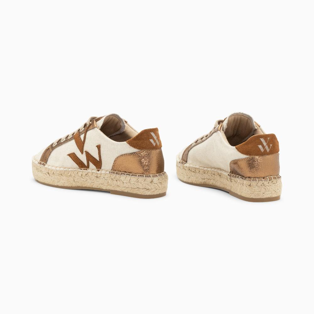 Vanessa Wu Baskets Monogramme Aurore Café Et Bronze à Semelle Espadrille