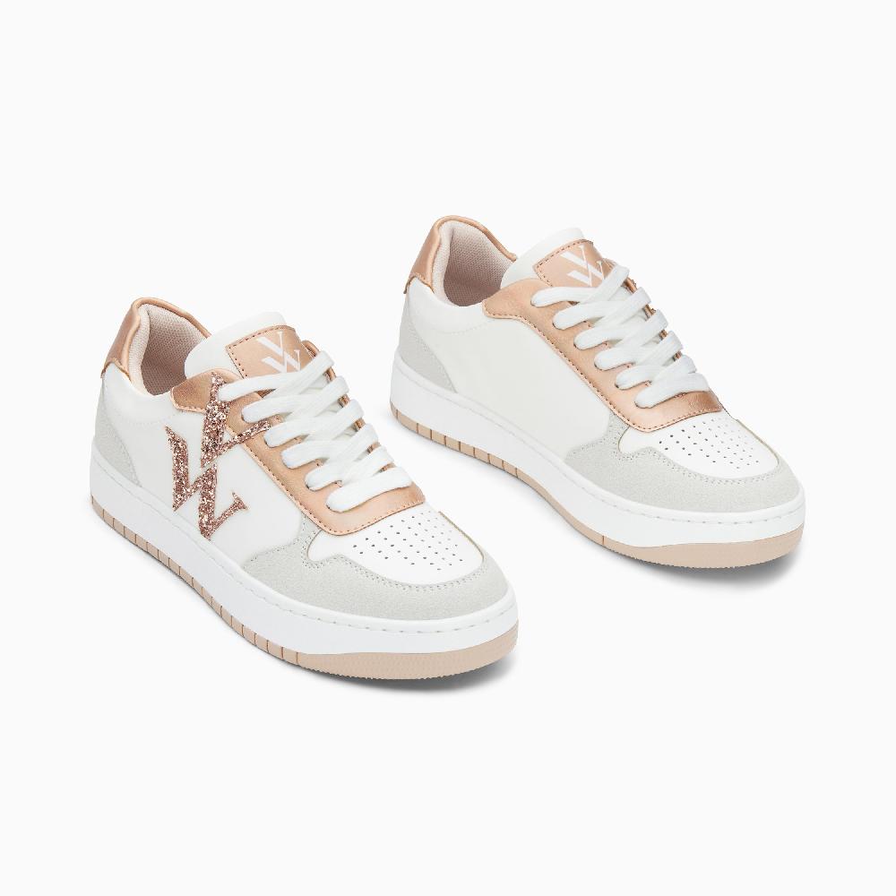 Vanessa Wu Baskets Monogramme Calie Blanc Et Rose Gold