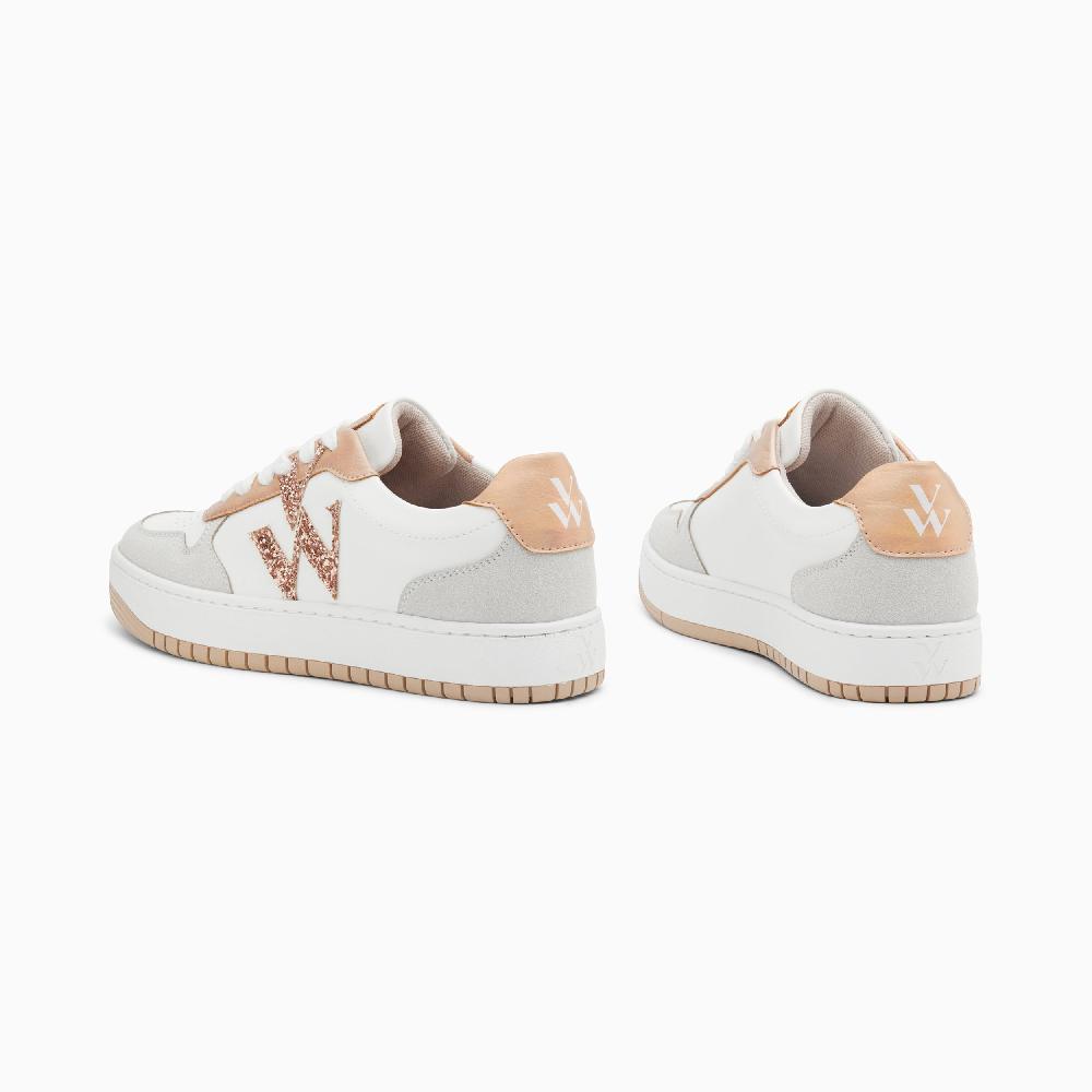 Vanessa Wu Baskets Monogramme Calie Blanc Et Rose Gold