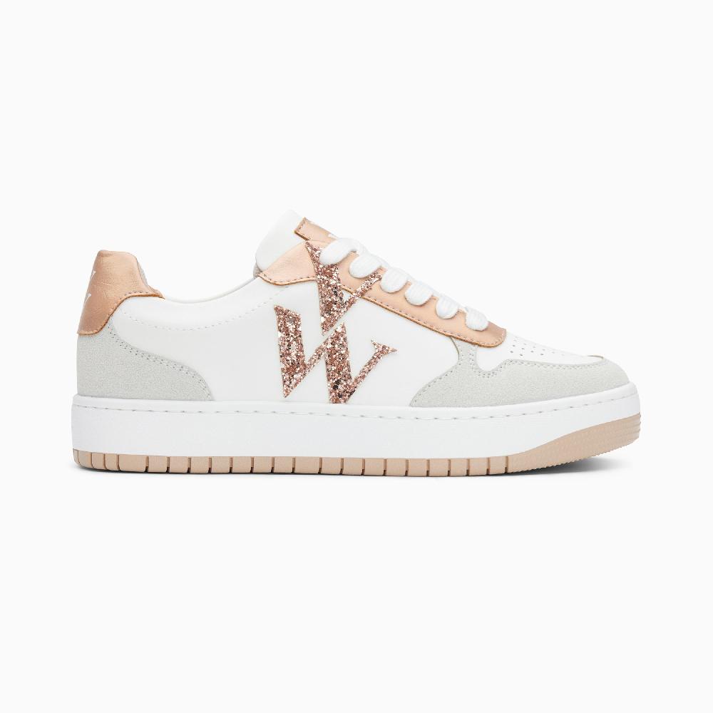 vanessa wu Baskets monogramme Calie blanc et rose gold