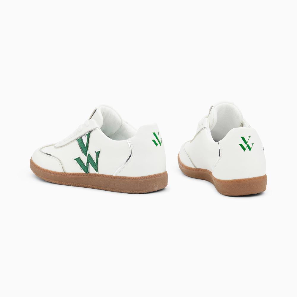 Vanessa Wu Baskets Monogramme Charlize Blanc Et Vert à Semelle Rétro