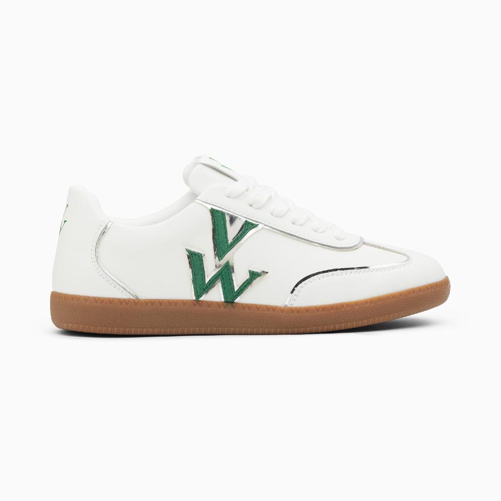 vanessa wu Baskets monogramme Charlize blanc et vert à semelle rétro