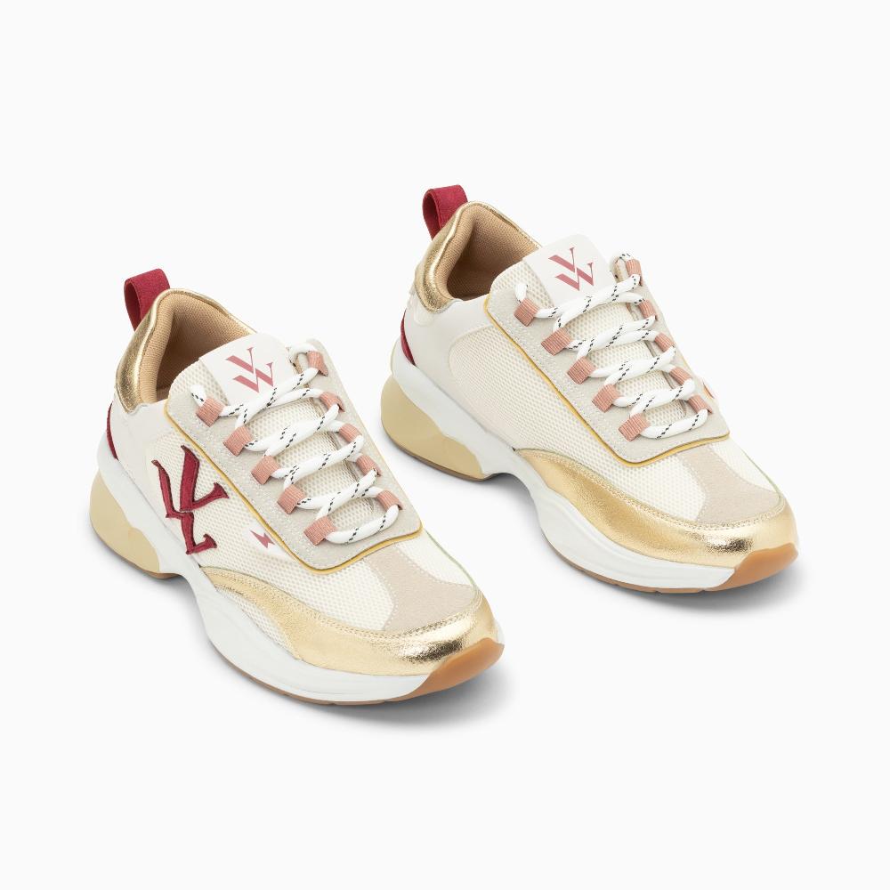 Vanessa Wu Baskets Monogramme Clémence Pourpre Et Or à Semelle Graphique