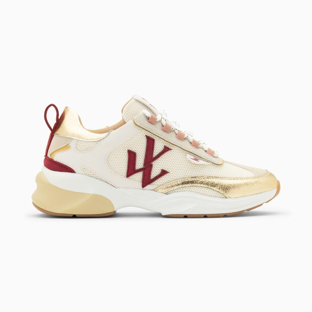 vanessa wu Baskets monogramme Clémence pourpre et or à semelle graphique