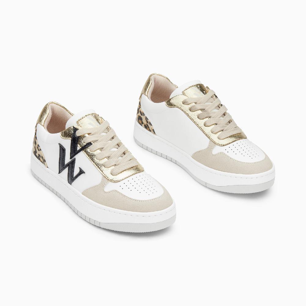 Vanessa Wu Baskets Monogramme Esmée Blanc Et Beige Clair