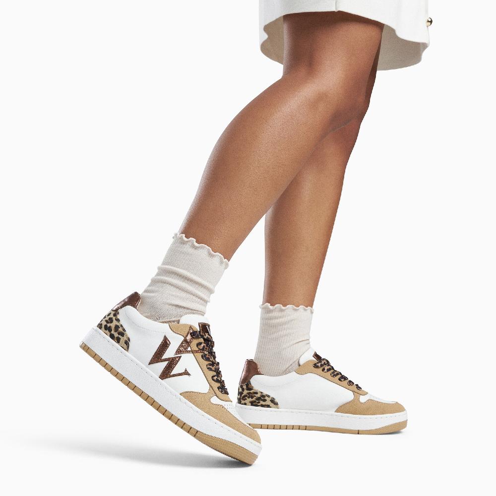 Vanessa Wu Baskets Monogramme Esmée Blanc Et Bronze