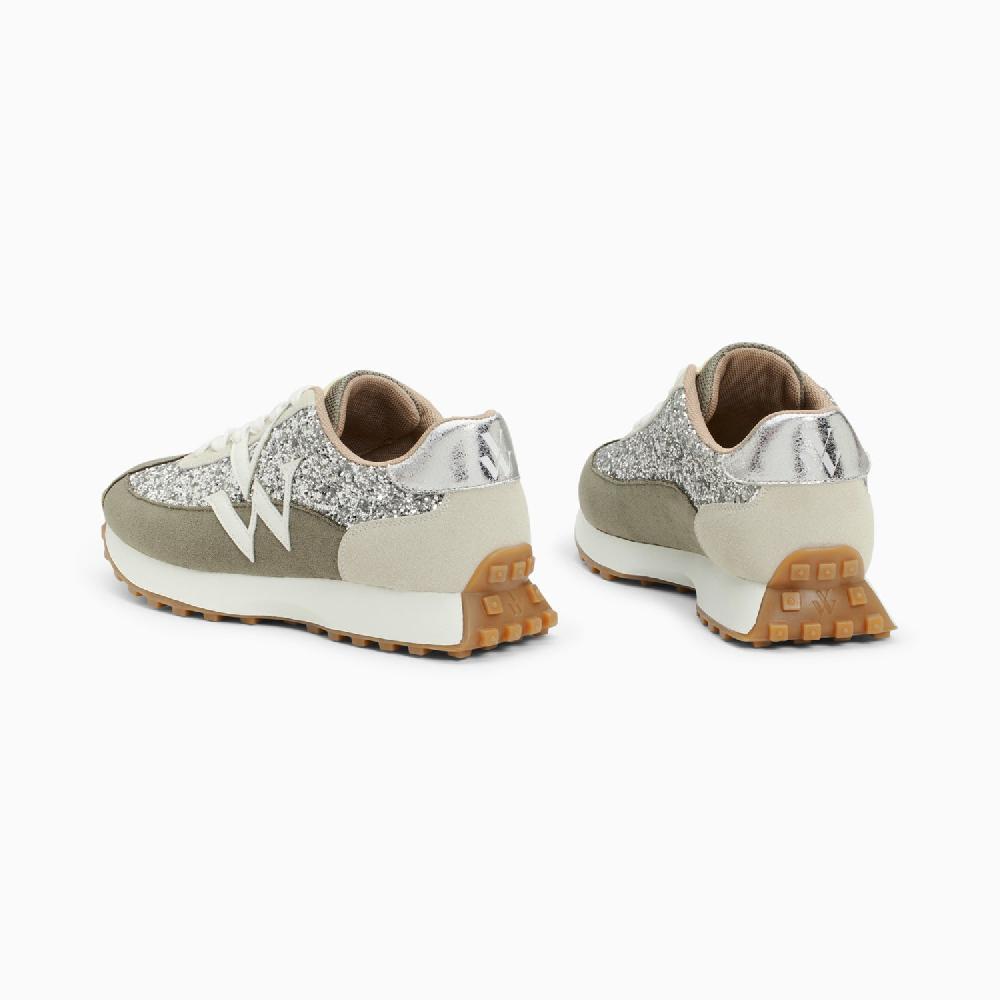 Vanessa Wu Baskets Monogramme Faustine Argent Et Gris à Semelle Running