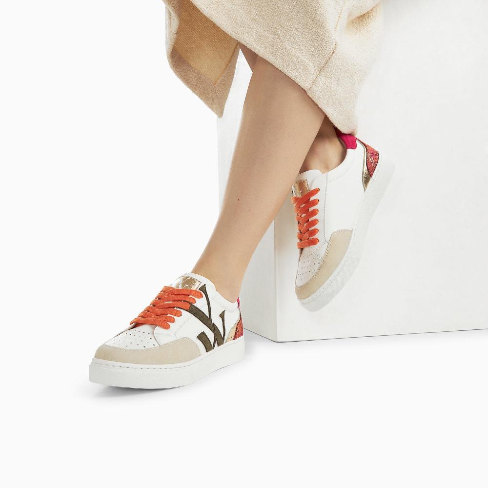 Vanessa Wu Baskets Monogramme Gabriella Blanc Et Orange