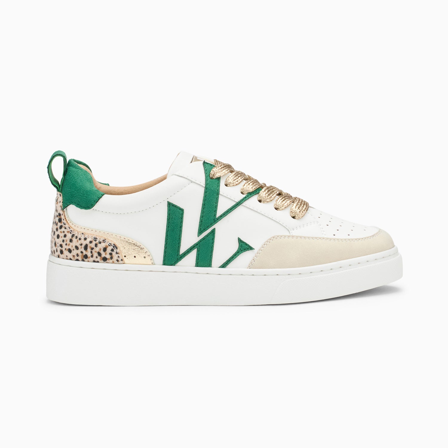 vanessa wu Baskets monogramme Gabriella blanc et vert