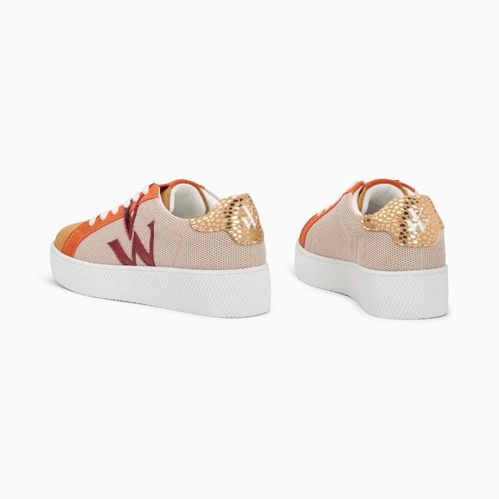 Vanessa Wu Baskets Monogramme Gaïa Beige Et Orange à Lacets