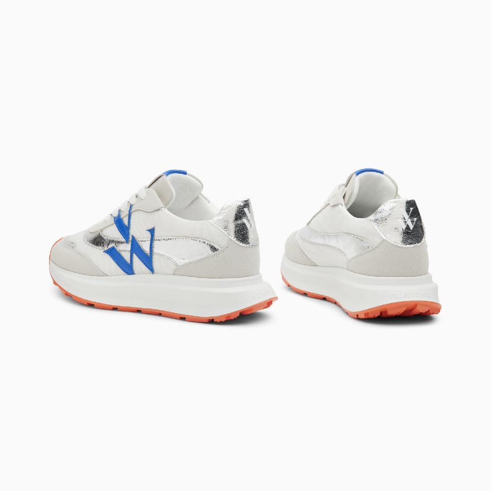 Vanessa Wu Baskets Monogramme Inès Bleu Et Argent à Semelle Oversize