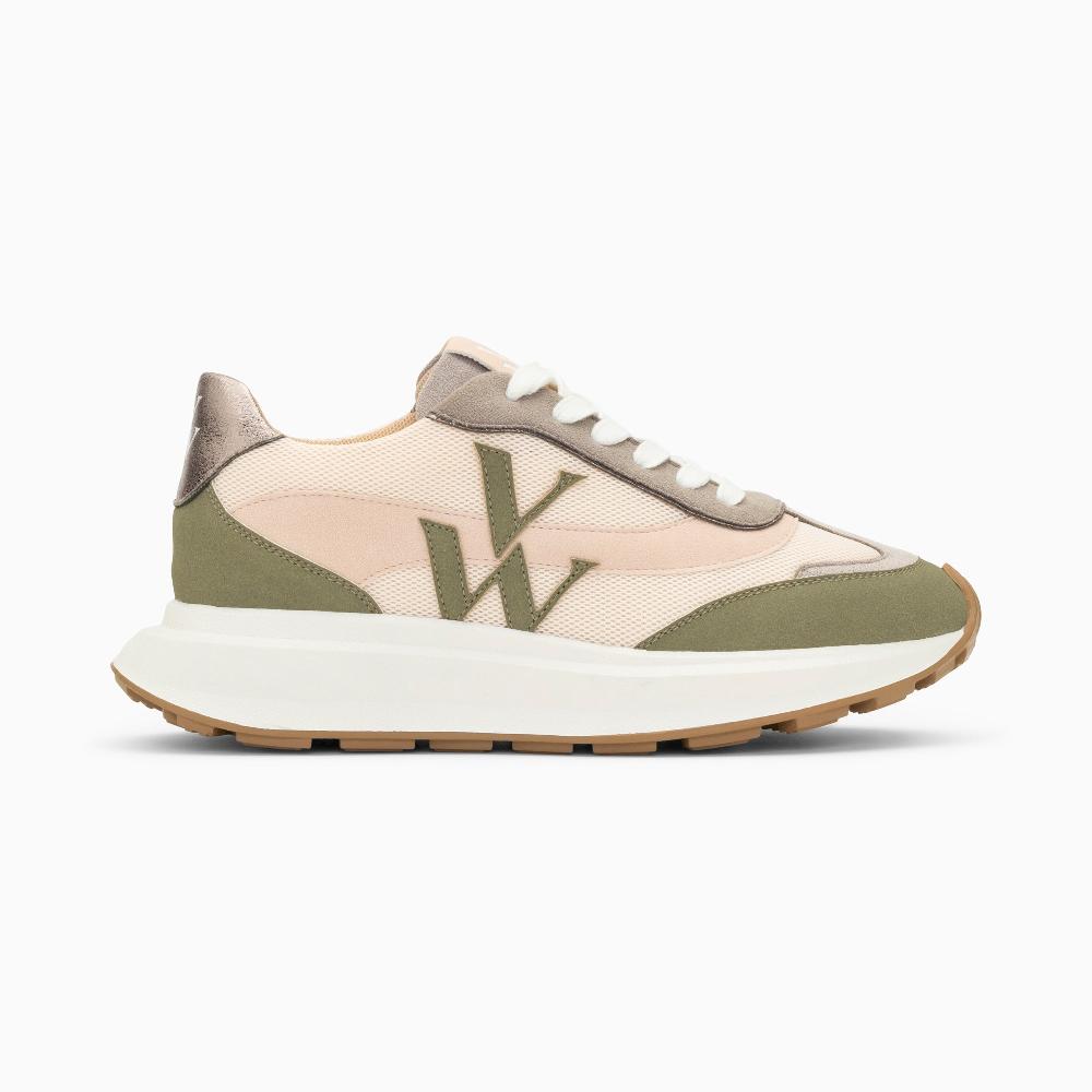 vanessa wu Baskets monogramme Lana kaki et rose à semelle oversize