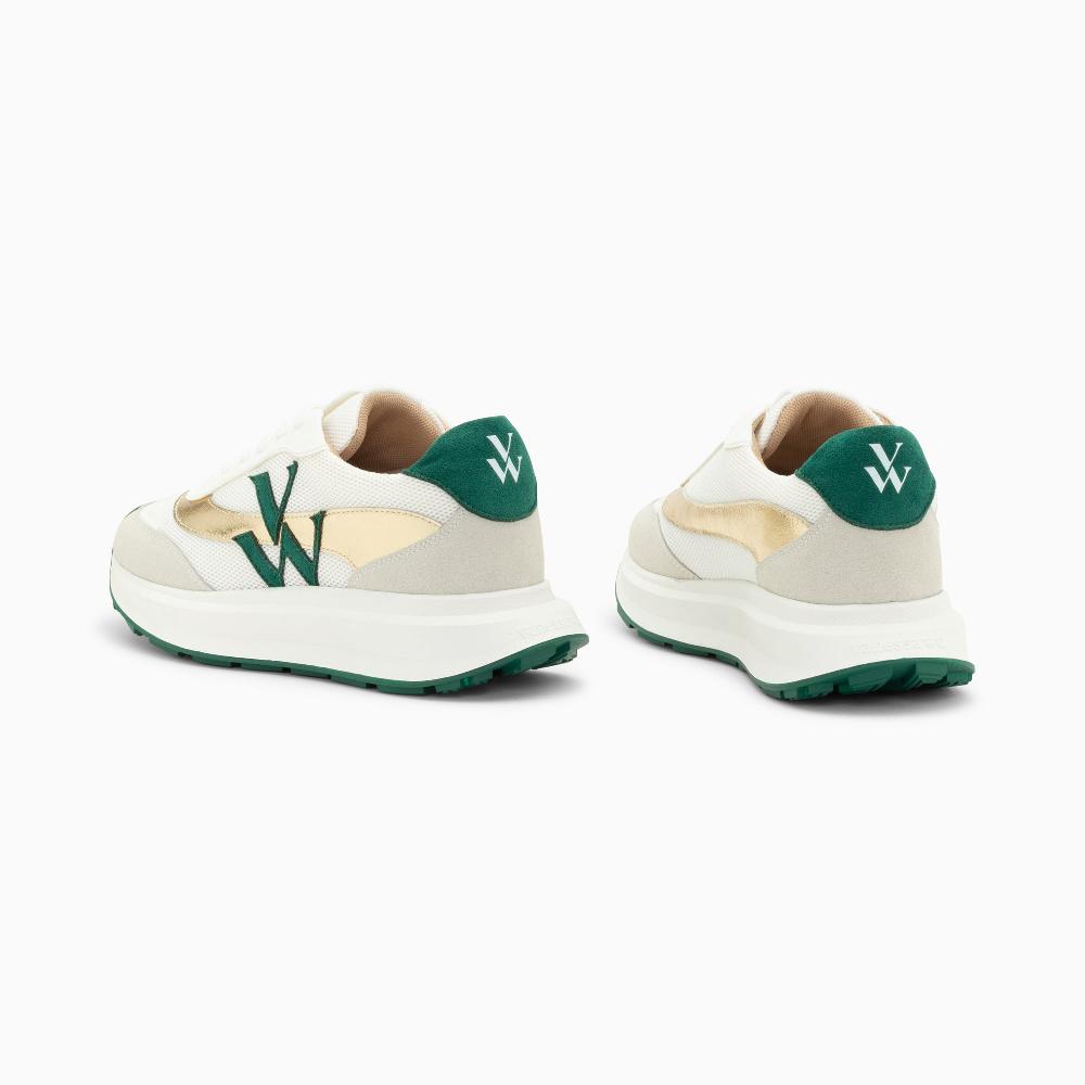 Vanessa Wu Baskets Monogramme Lana Vert Et Or à Semelle Oversize