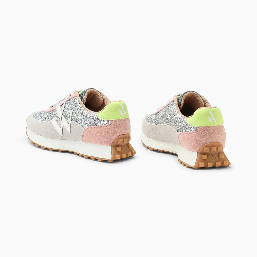 Vanessa Wu Baskets Monogramme Mona Argent Et Gris à Semelle Running