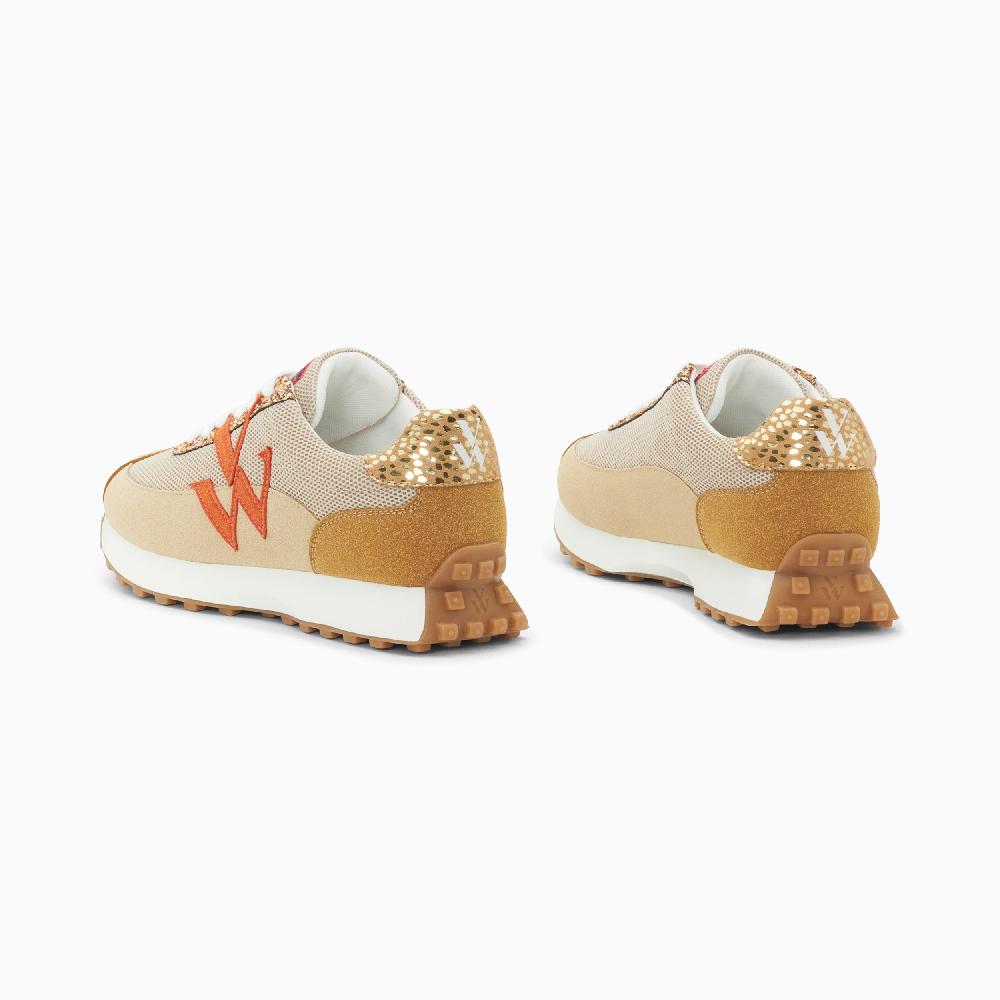 Vanessa Wu Baskets Monogramme Mona Beige Et Orange à Semelle Running