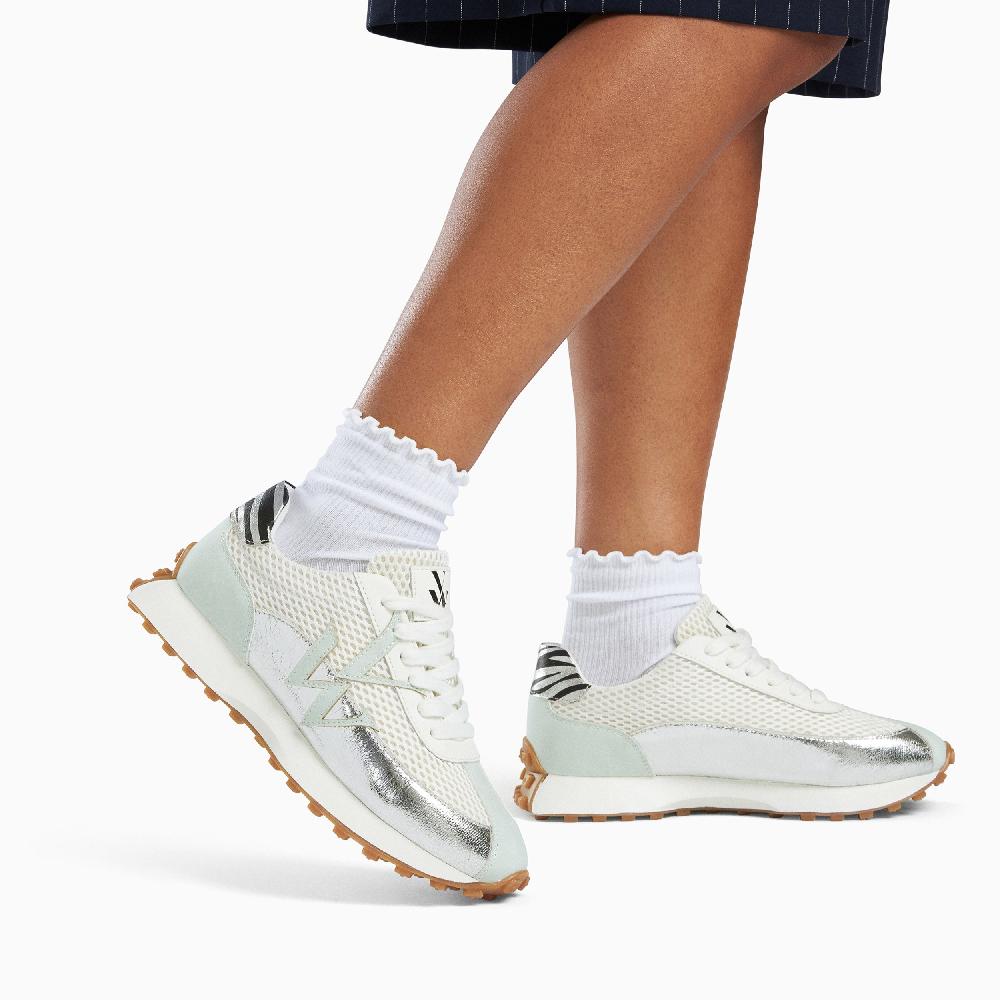 Vanessa Wu Baskets Monogramme Mona Blanc Et Bleu à Semelle Running