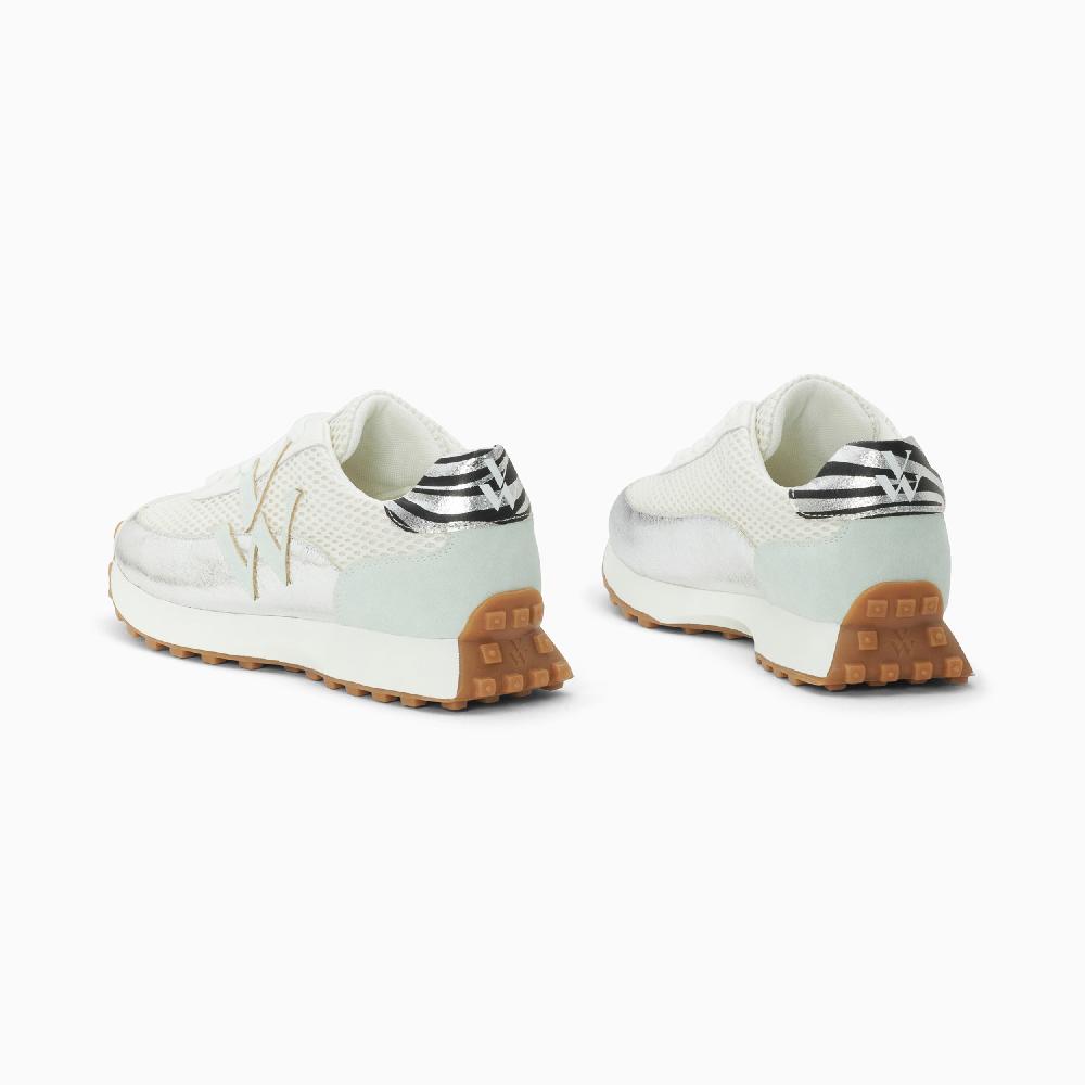 Vanessa Wu Baskets Monogramme Mona Blanc Et Bleu à Semelle Running