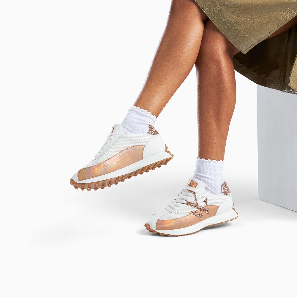 Vanessa Wu Baskets Monogramme Mona Blanc Et Rose Gold à Semelle Running