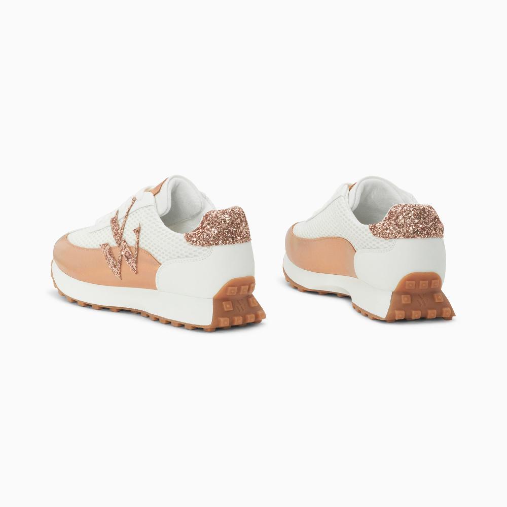 Vanessa Wu Baskets Monogramme Mona Blanc Et Rose Gold à Semelle Running