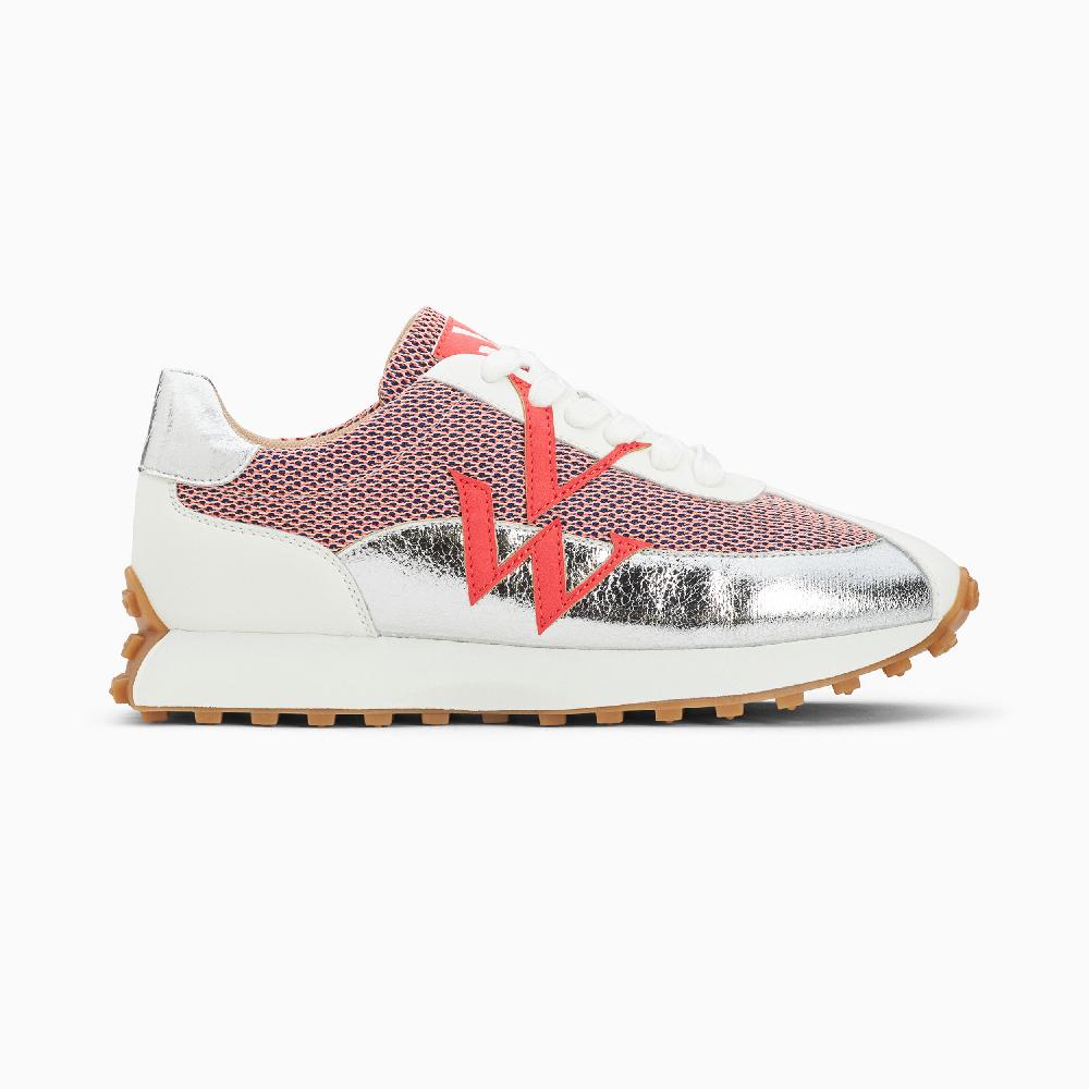 vanessa wu Baskets monogramme Mona rose et argent à semelle running