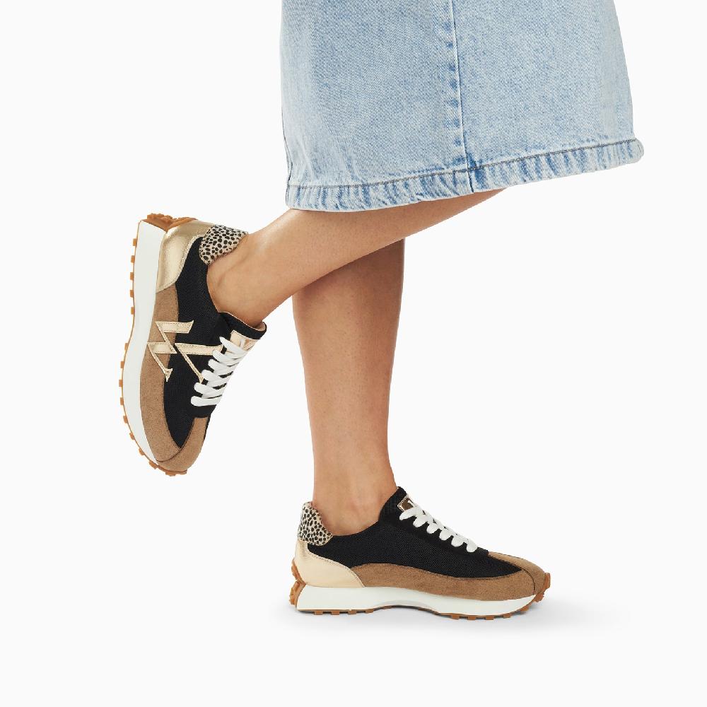 Vanessa Wu Baskets Monogramme Pia Beige Et Noir à Semelle Running