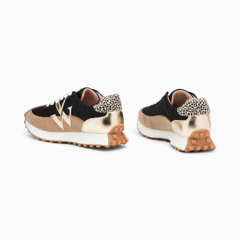 Vanessa Wu Baskets Monogramme Pia Beige Et Noir à Semelle Running