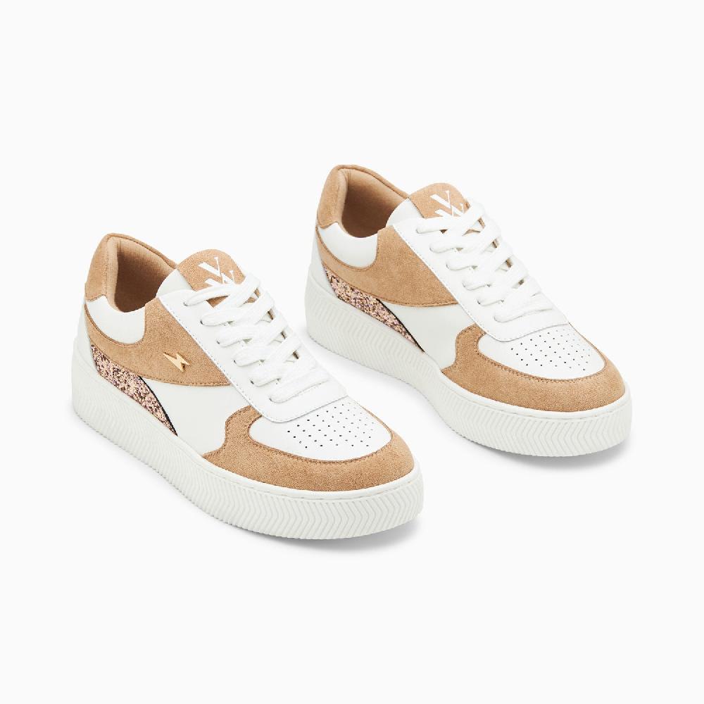 Vanessa Wu Baskets Nassita Beige Et Rose Gold à Lacets