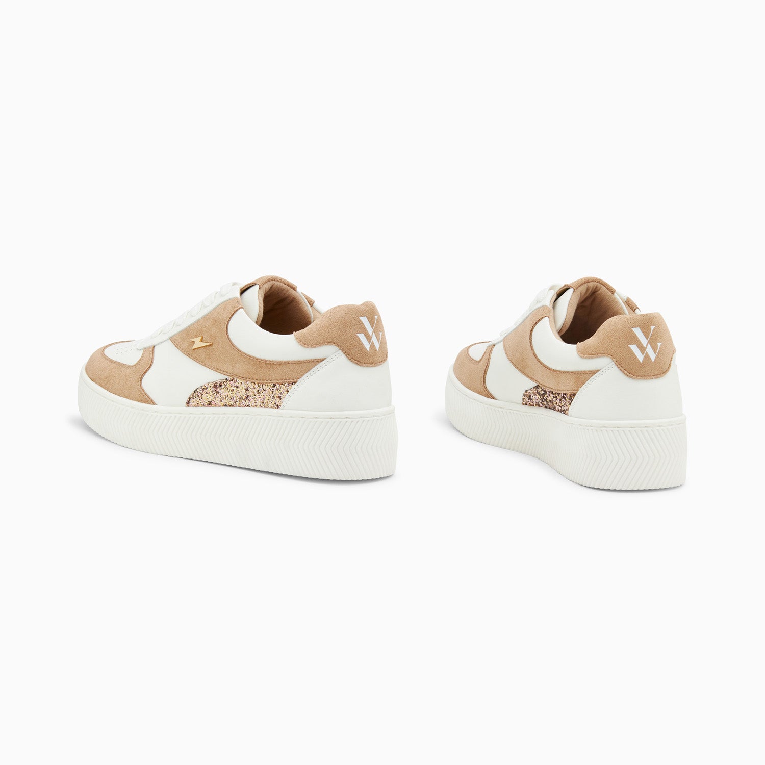 Vanessa Wu Baskets Nassita Beige Et Rose Gold à Lacets