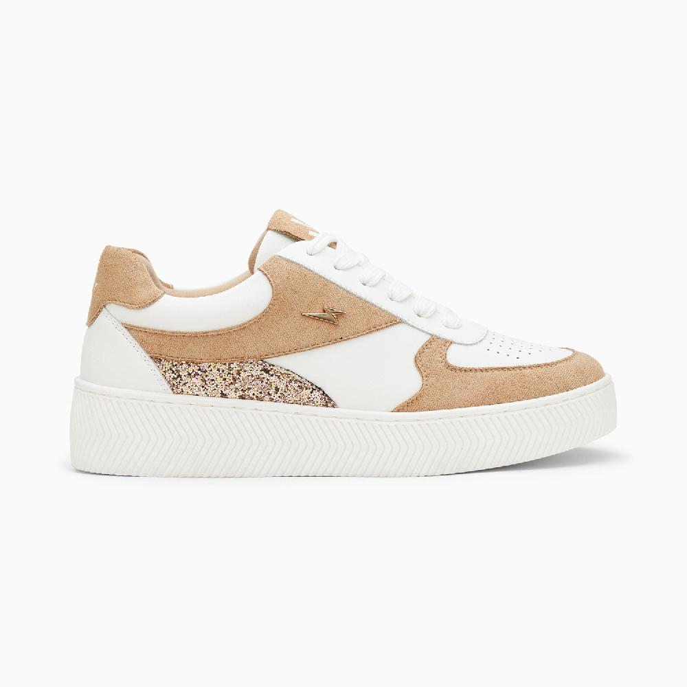 vanessa wu Baskets Nassita beige et rose gold à lacets