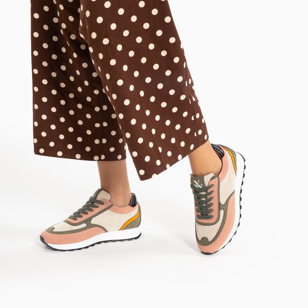 Vanessa Wu Baskets Selah Rose Et Kaki à Semelle Running