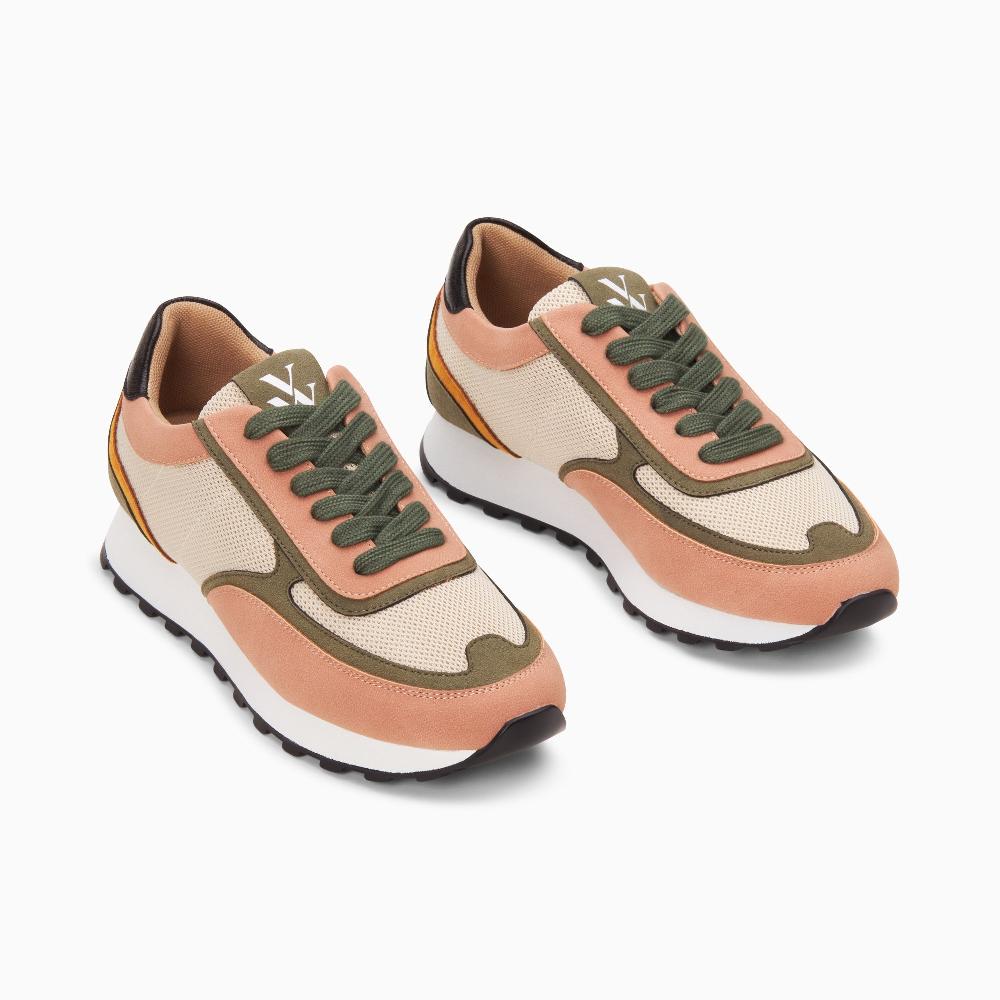 Vanessa Wu Baskets Selah Rose Et Kaki à Semelle Running