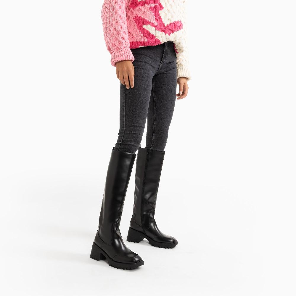 Vanessa Wu Bottes De Pluie Solaine Noires à Talon Cranté