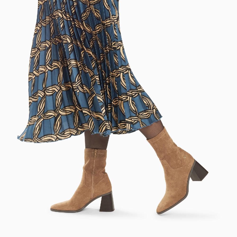 Vanessa Wu Bottines Chaussettes Alizée Beiges à Talon Trapèze