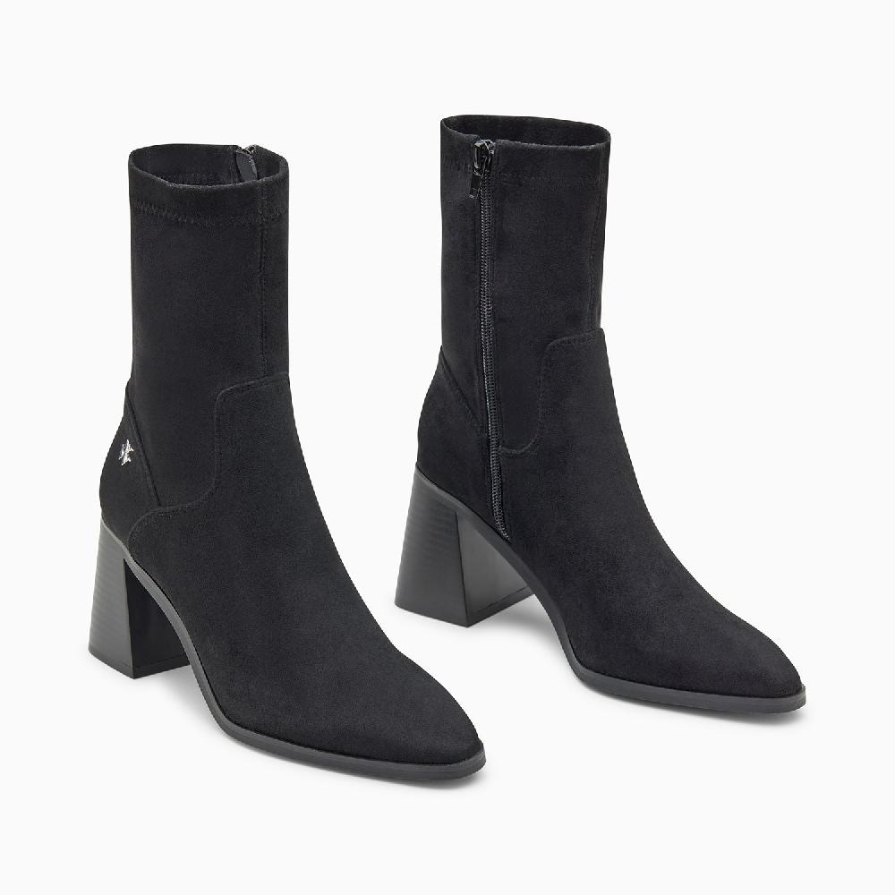 Vanessa Wu Bottines Chaussettes Alizée Noires à Talon Trapèze