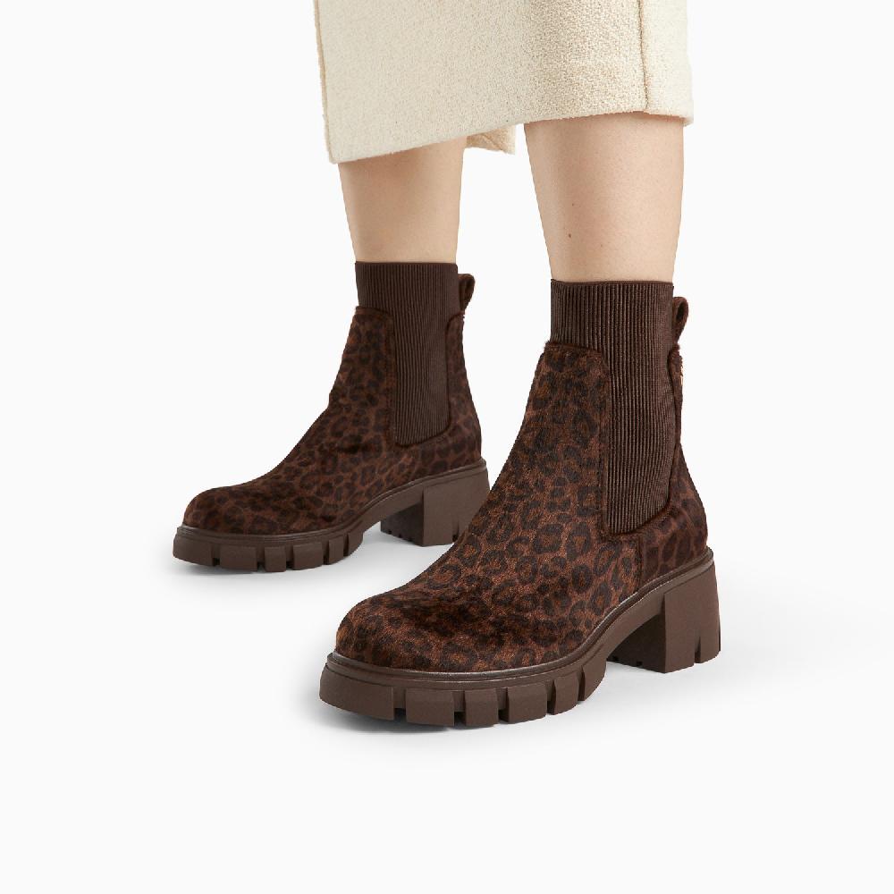 Vanessa Wu Bottines Chelsea Annie Léopard à Talon Cranté