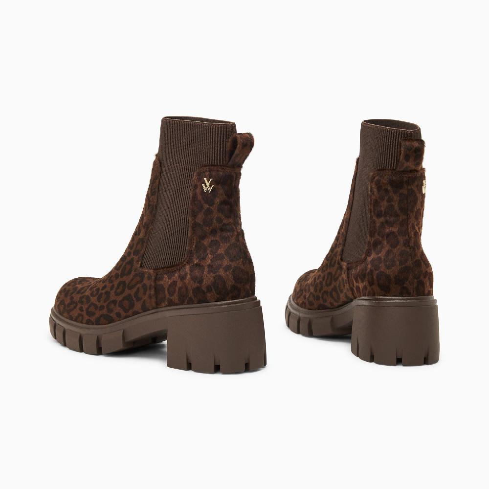 Vanessa Wu Bottines Chelsea Annie Léopard à Talon Cranté