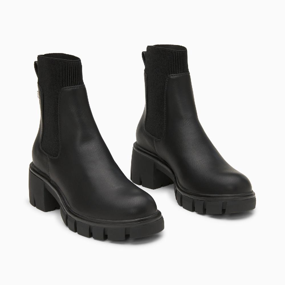 Vanessa Wu Bottines Chelsea Annie Noires à Talon Cranté